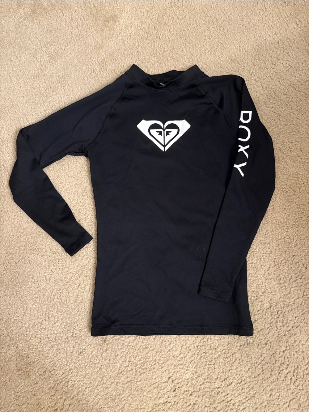 Roxy Black Long-Sleeve Surf Shirt with White Logo